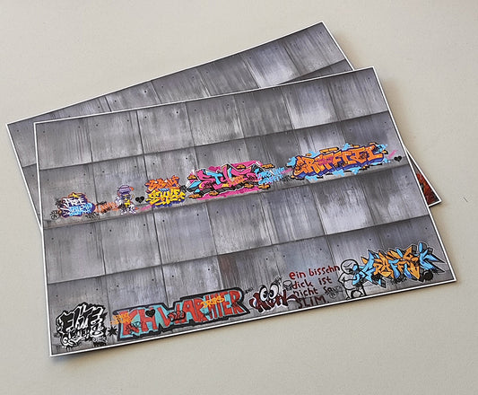 Dekorbögen moderne Betonwand mit Graffiti Spur H0 für Rampen und Wände | DB00000055