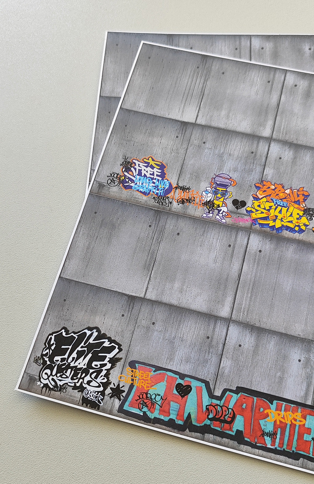 Dekorbögen moderne Betonwand mit Graffiti Spur H0 für Rampen und Wände | DB00000055