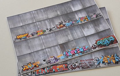 Dekorbögen moderne Betonwand mit Graffiti Spur H0 für Rampen und Wände