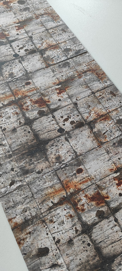 2er Set Dekorbögen Betonplattenboden mit drastischen Alterungen Spur N