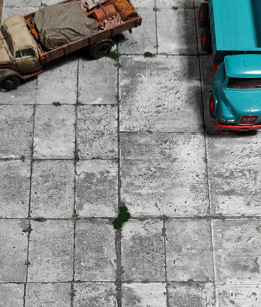 2er Set Dekorbögen verwitterter Betonplattenboden in Spur H0 | DB00000072